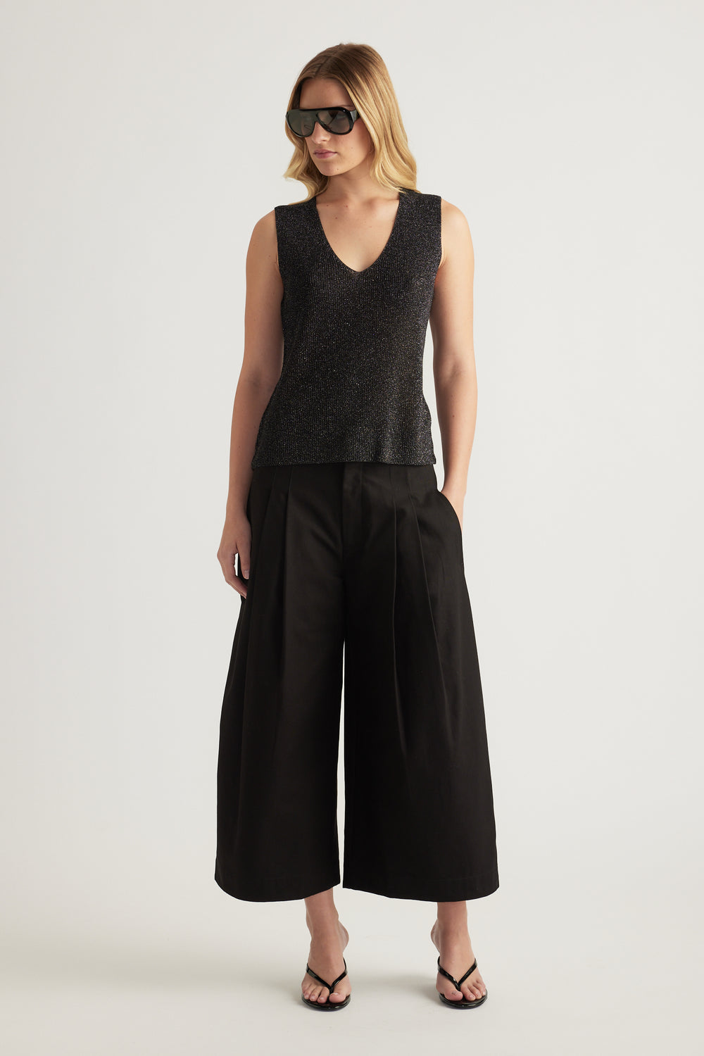 Bri Metallic Knit Tank