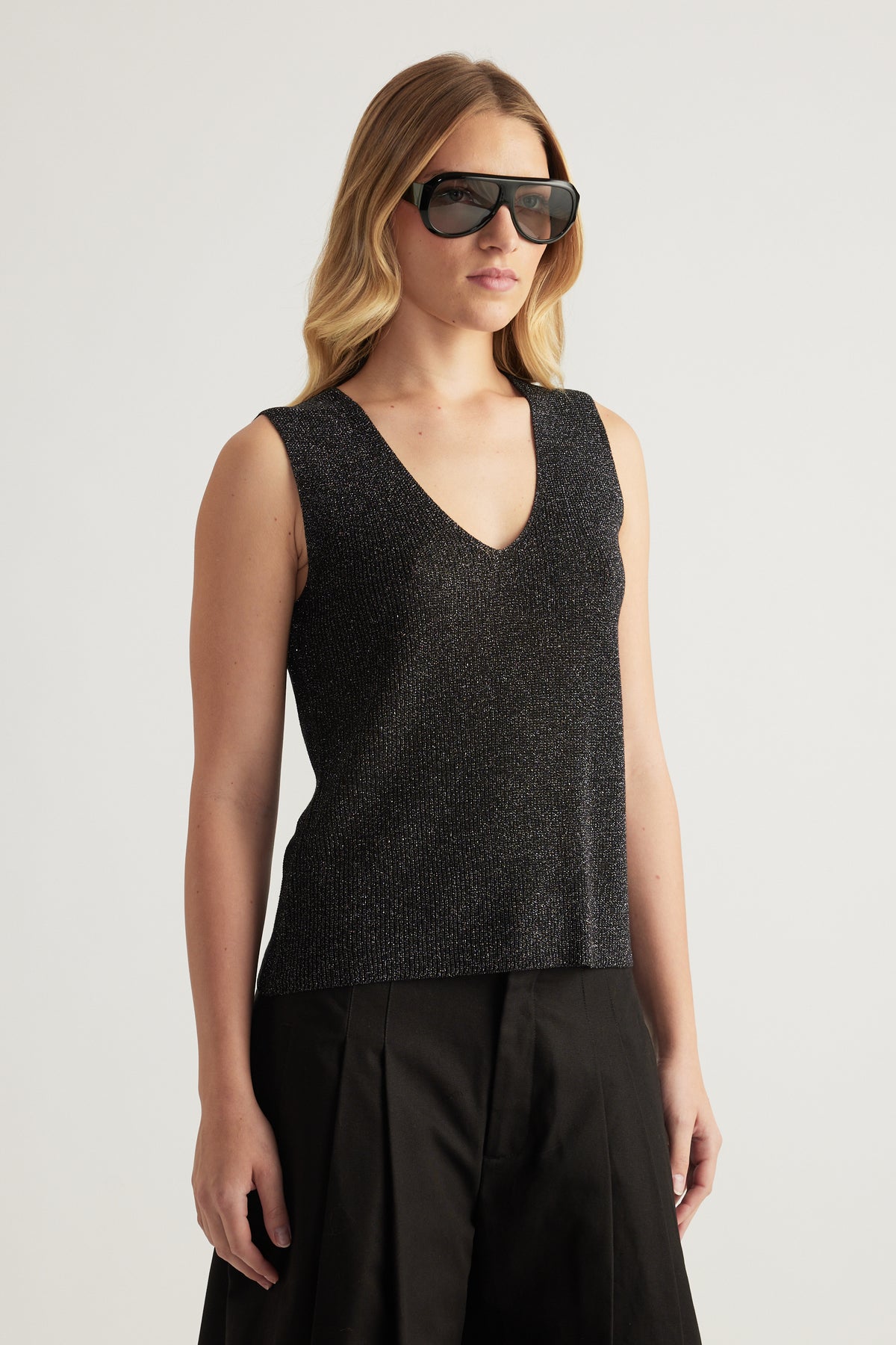 Bri Metallic Knit Tank