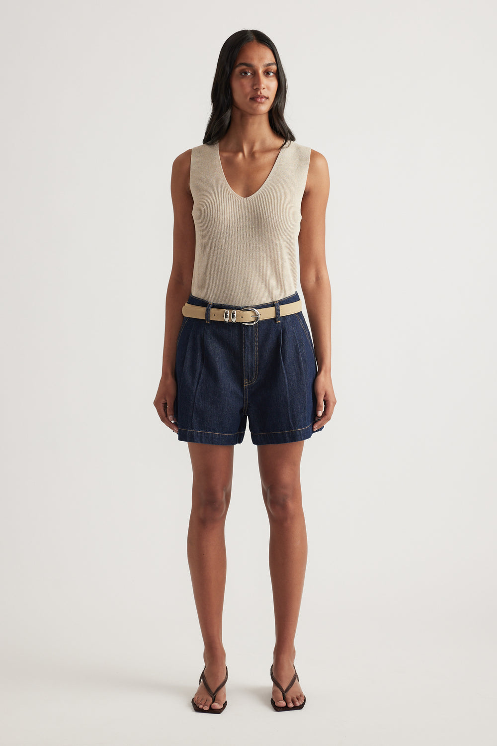 Bri Metallic Knit Tank