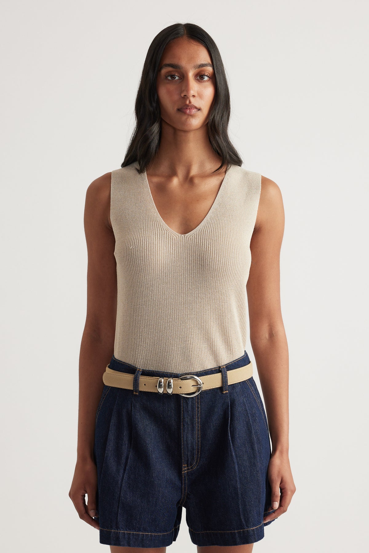 Bri Metallic Knit Tank