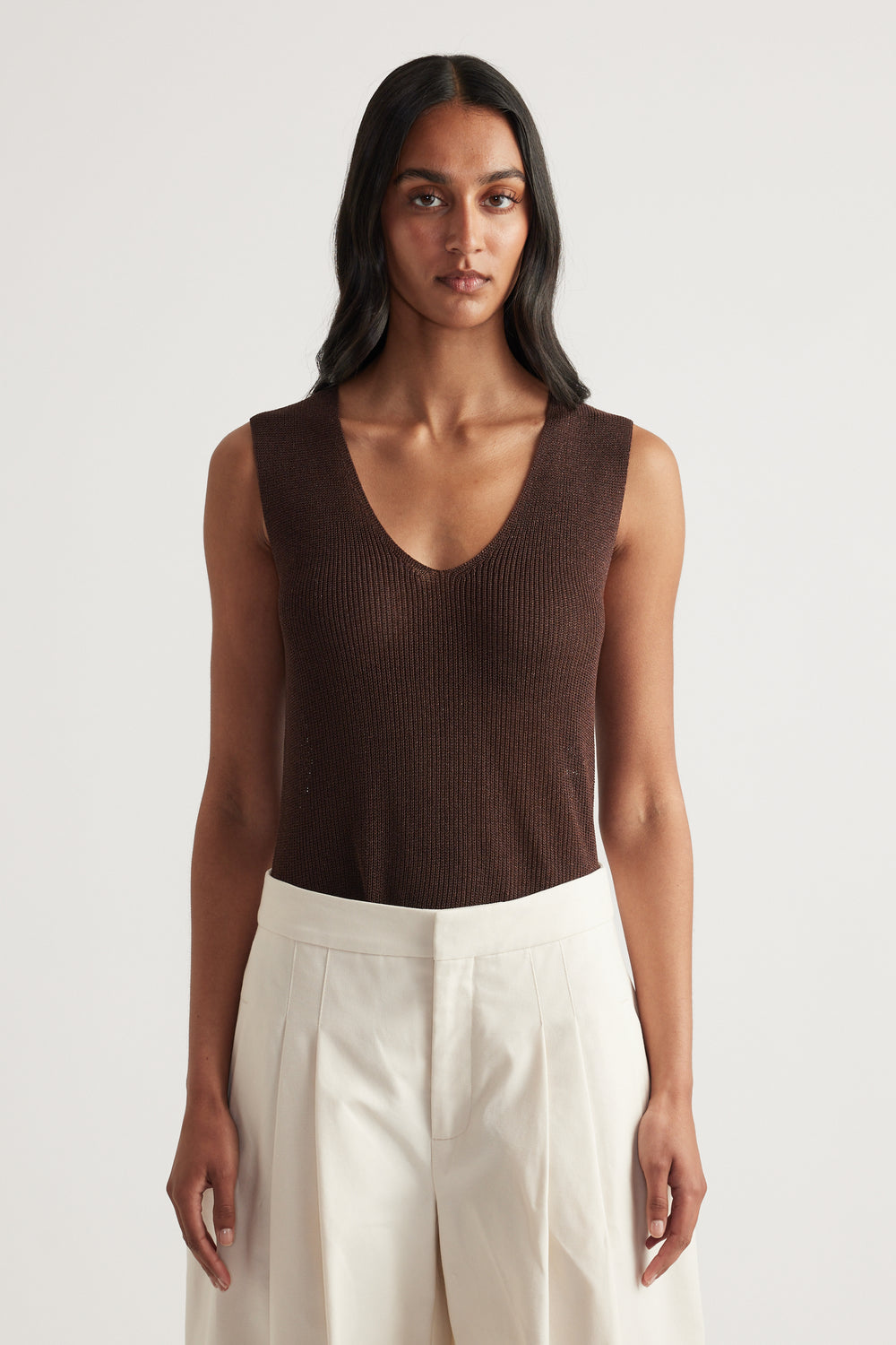 Bri Metallic Knit Tank
