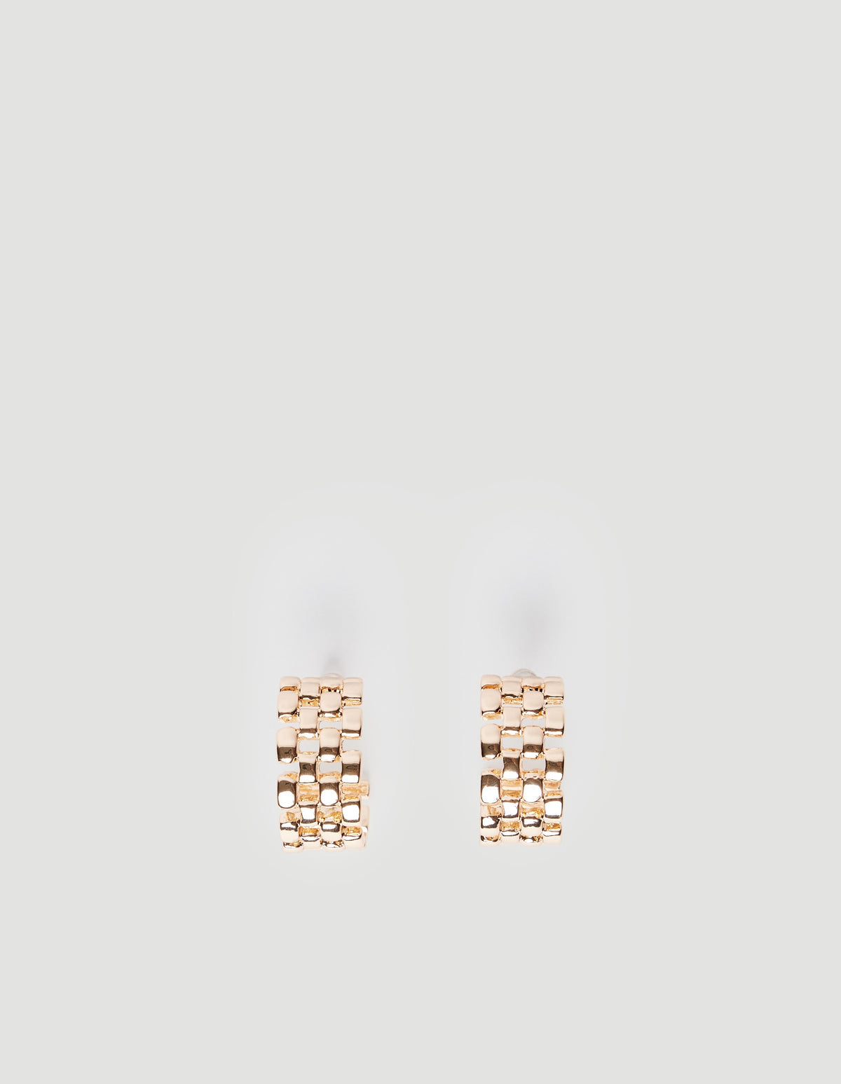 Pair of shiny gold woven hoop earrings with a lightweight design for effortless everyday wear