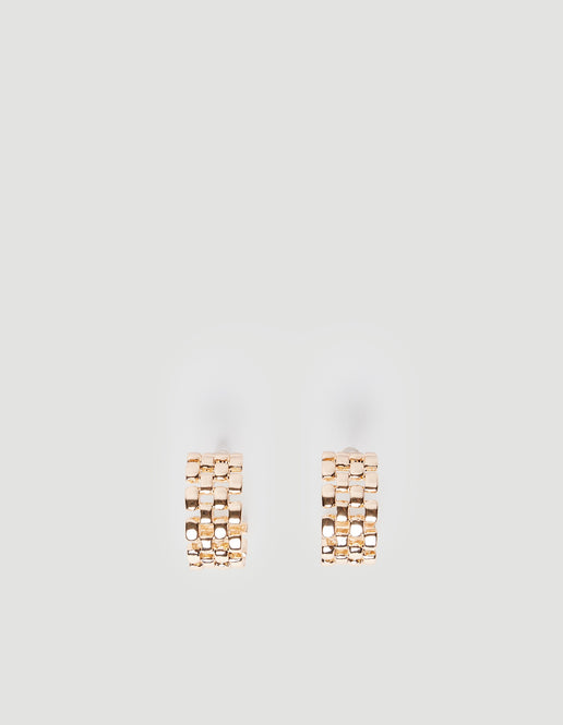 Pair of shiny gold woven hoop earrings with a lightweight design for effortless everyday wear