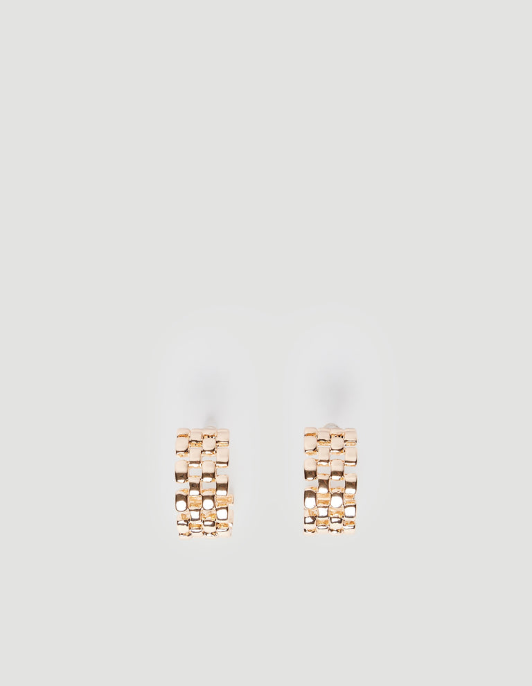 Pair of shiny gold woven hoop earrings with a lightweight design for effortless everyday wear