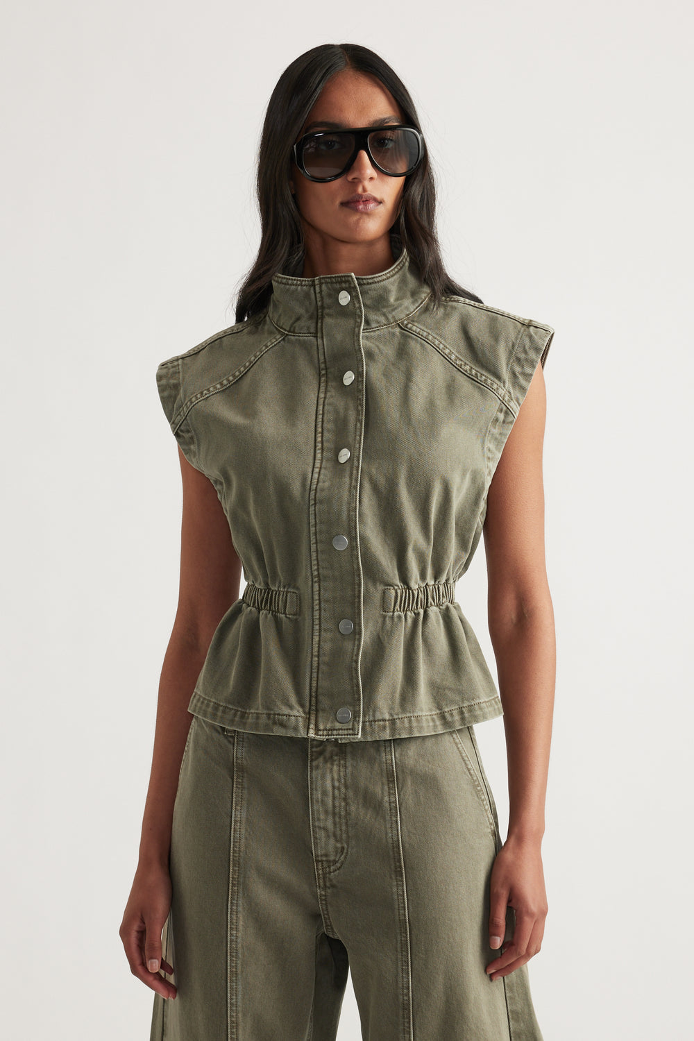Mia Denim Cinched Waist Vest