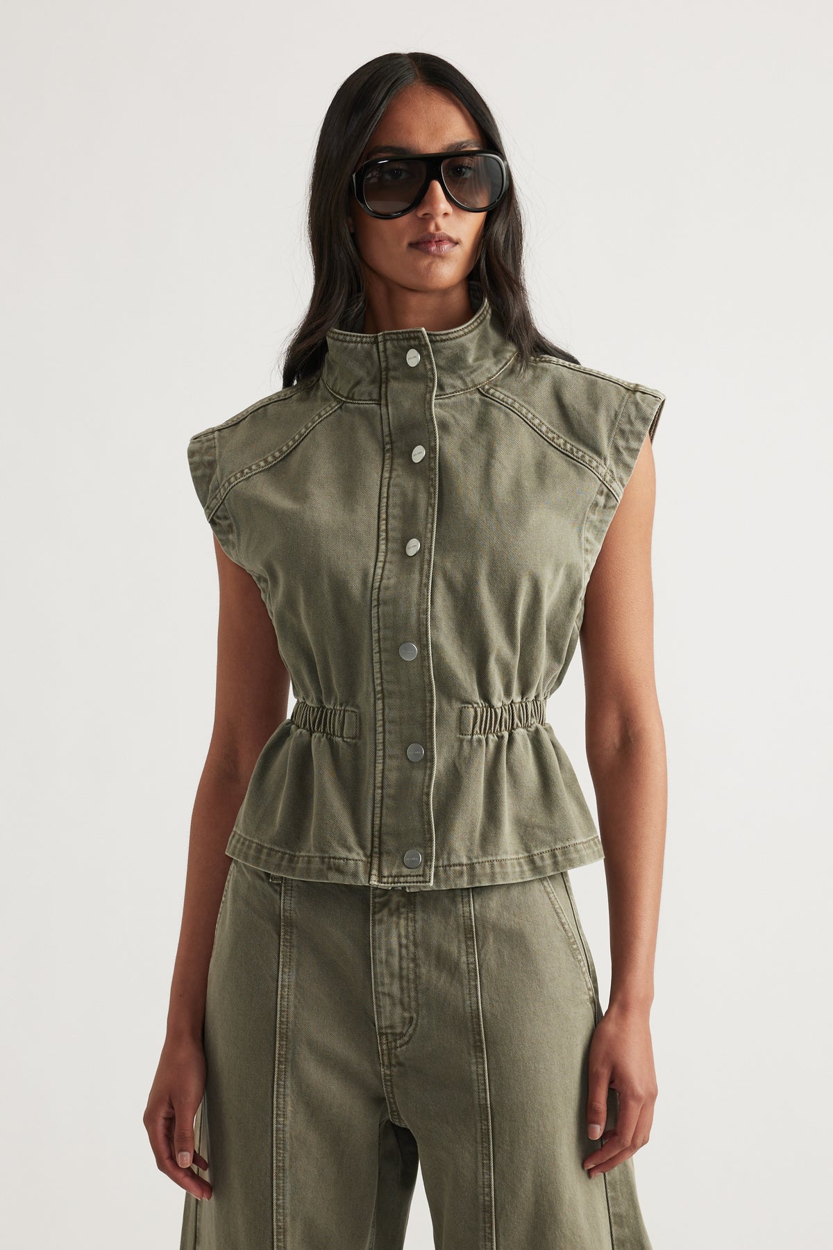 Mia Denim Cinched Waist Vest