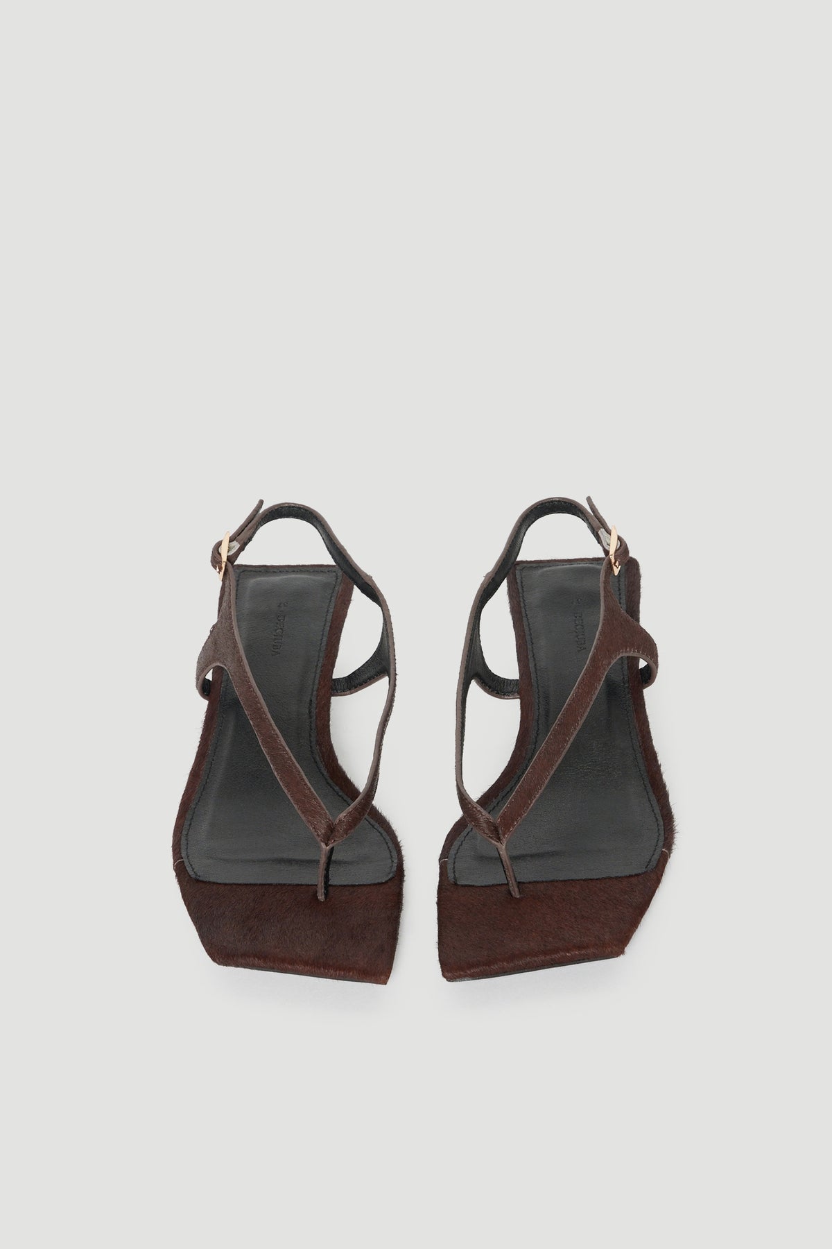 Brown leather strappy heels with square toes and adjustable ankle straps