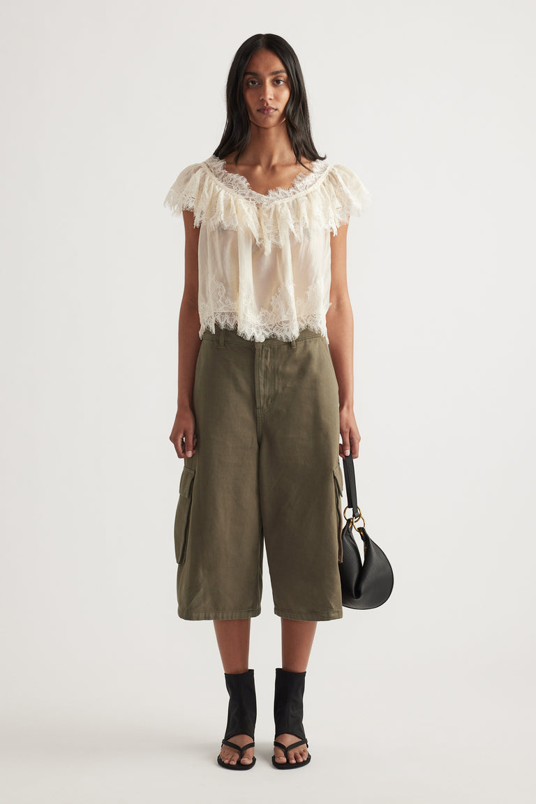Nina Lace Ruffle Top