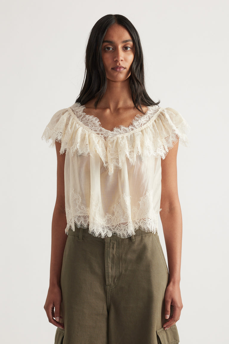 Nina Lace Ruffle Top
