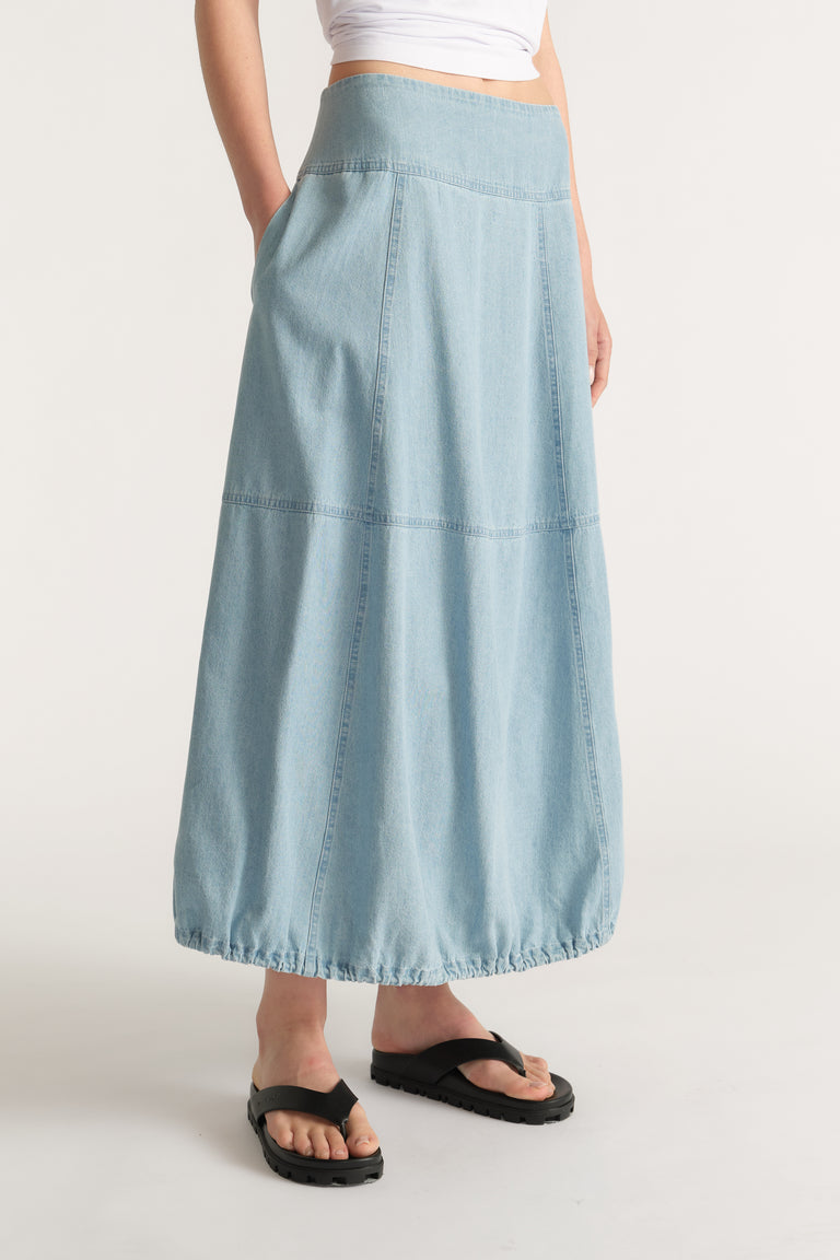 D-Luxe Denim Cocoon Skirt