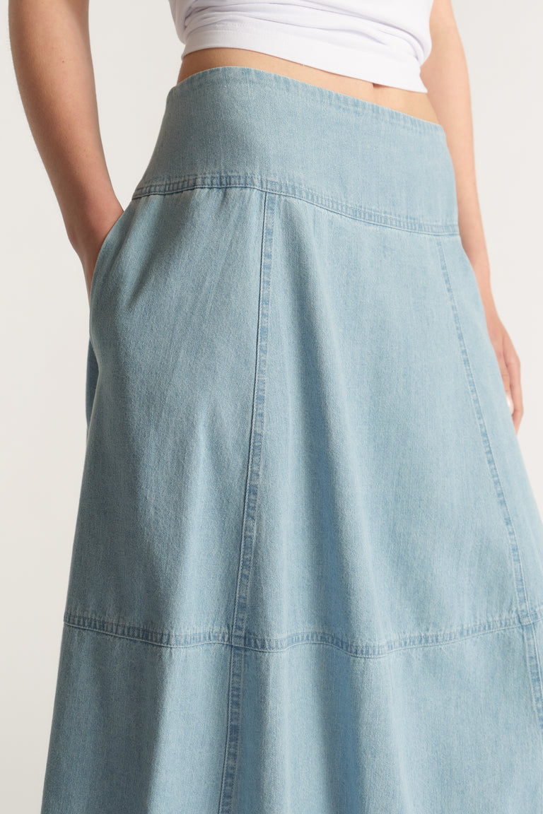 D-Luxe Denim Cocoon Skirt