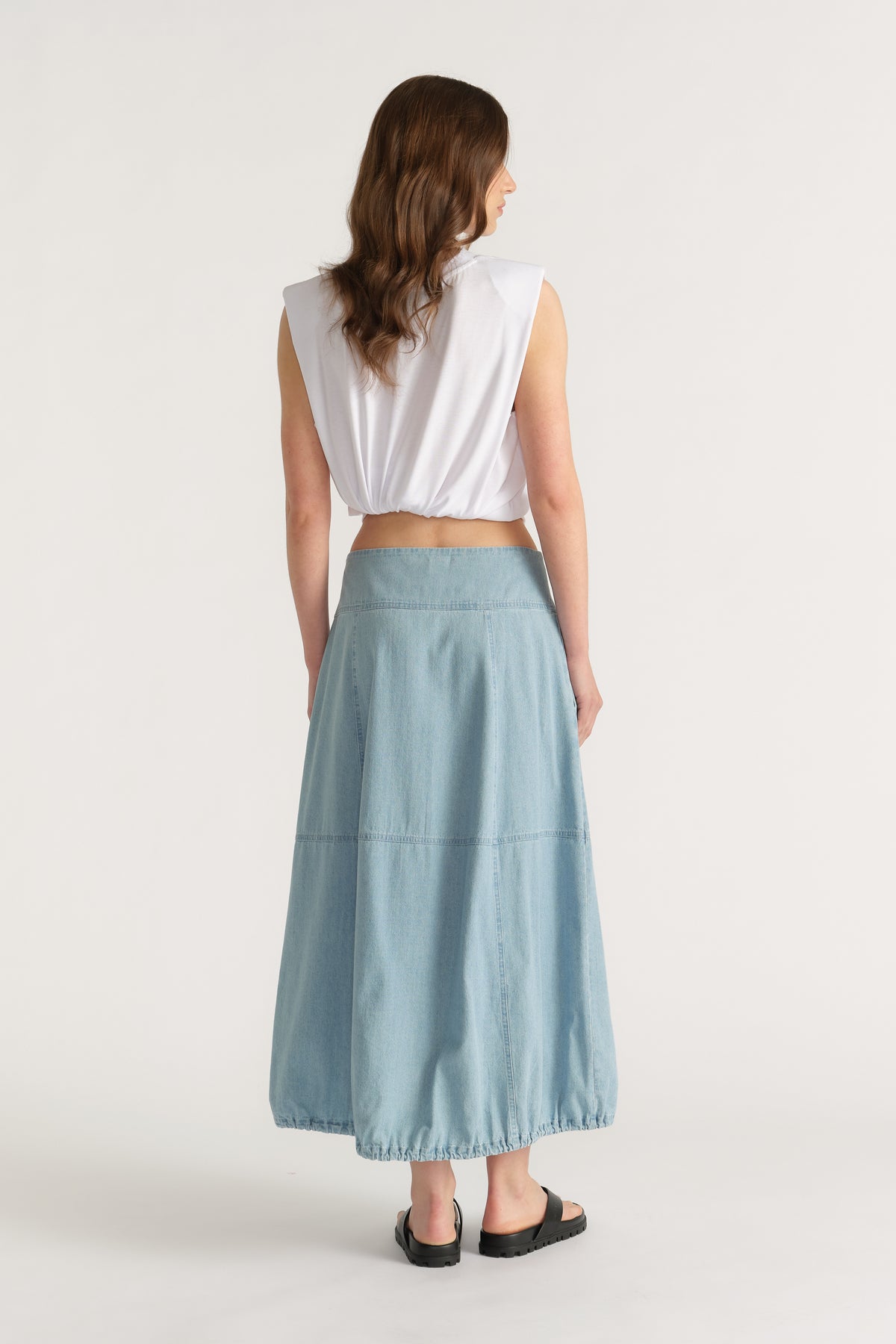 D-Luxe Denim Cocoon Skirt