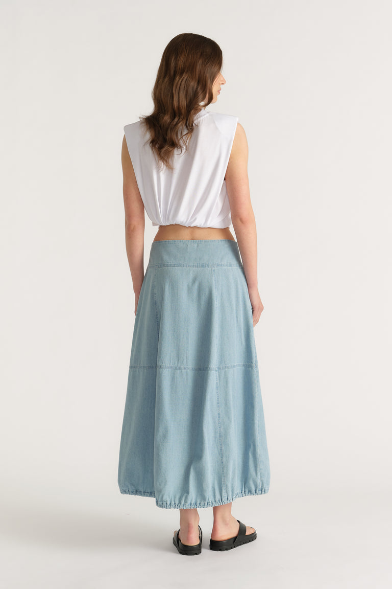 D-Luxe Denim Cocoon Skirt