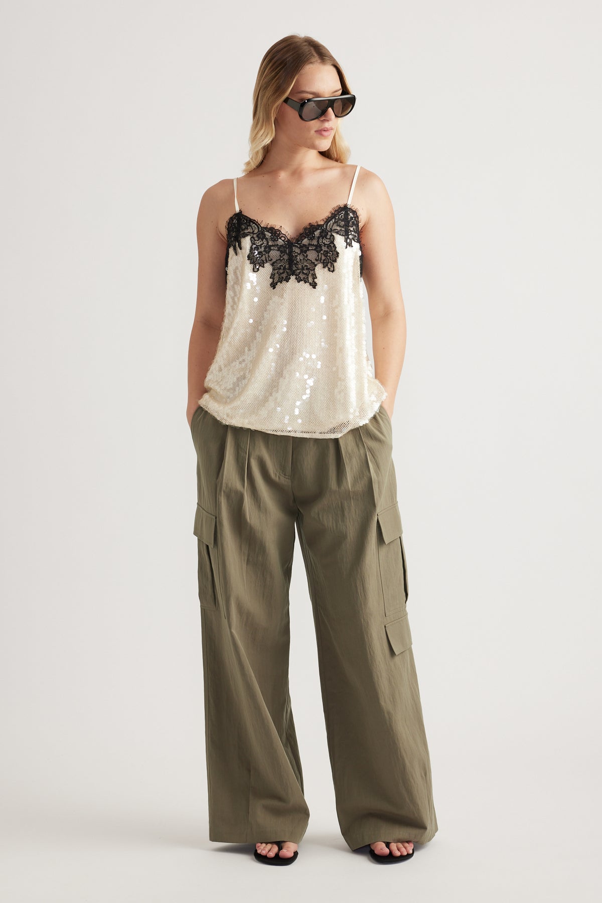 Sabine Contrast Sequin Cami