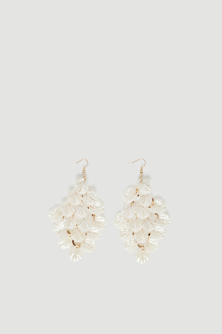 Large lightweight drop earrings with layered pearlescent shell details and hook tops