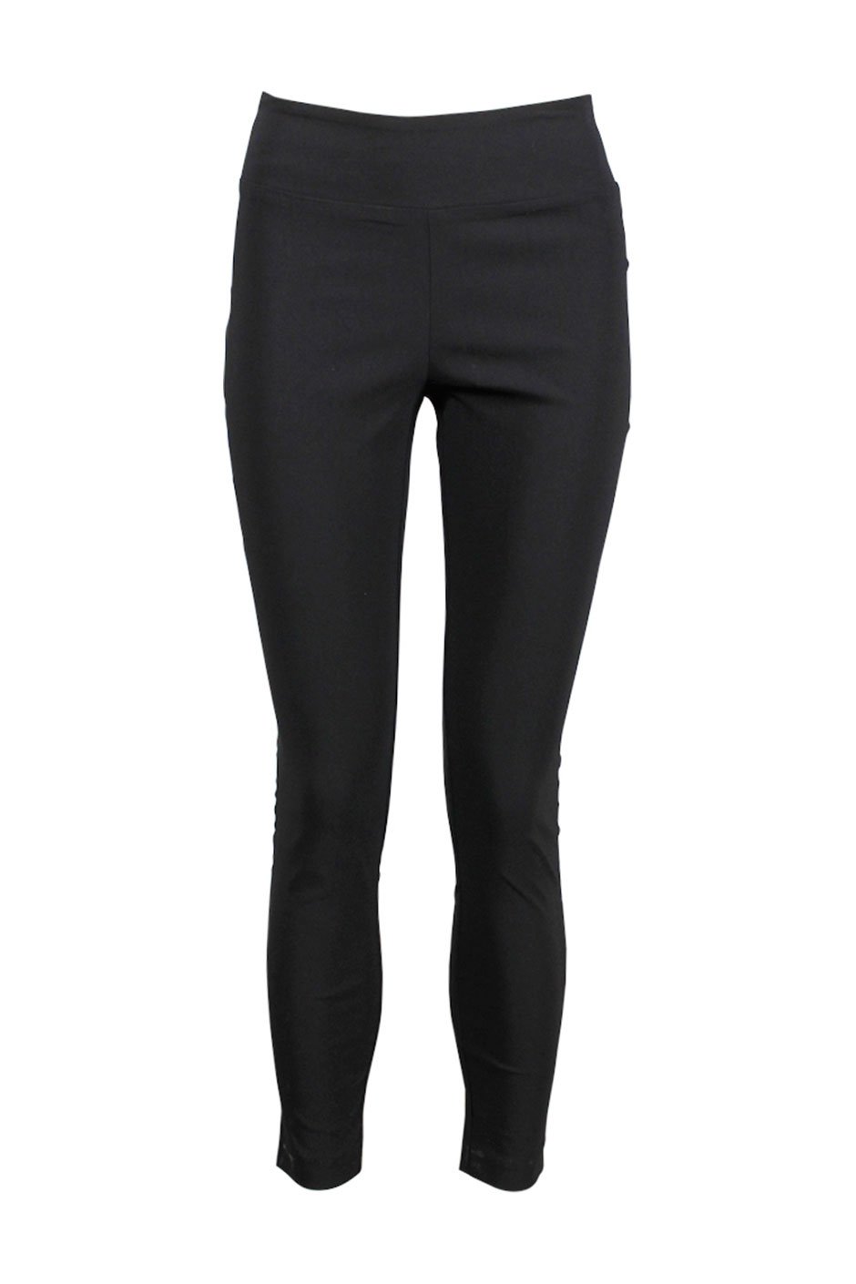 Slim-fit black bengaline pants with a high waist, designed for a sleek and comfortable everyday look.