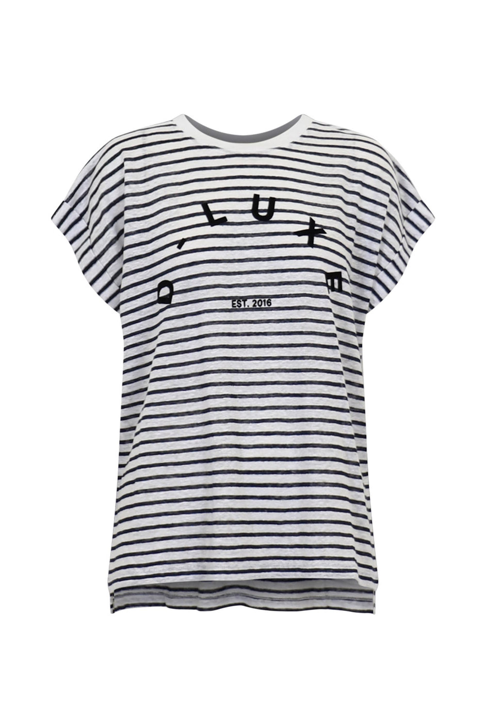 D-Luxe Cuffed Linen Logo Tee