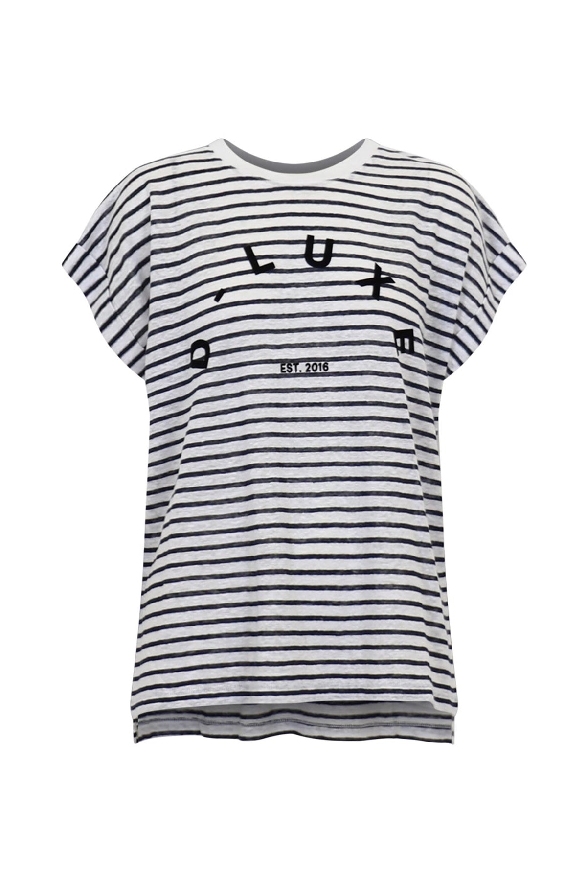 D-Luxe Cuffed Linen Logo Tee