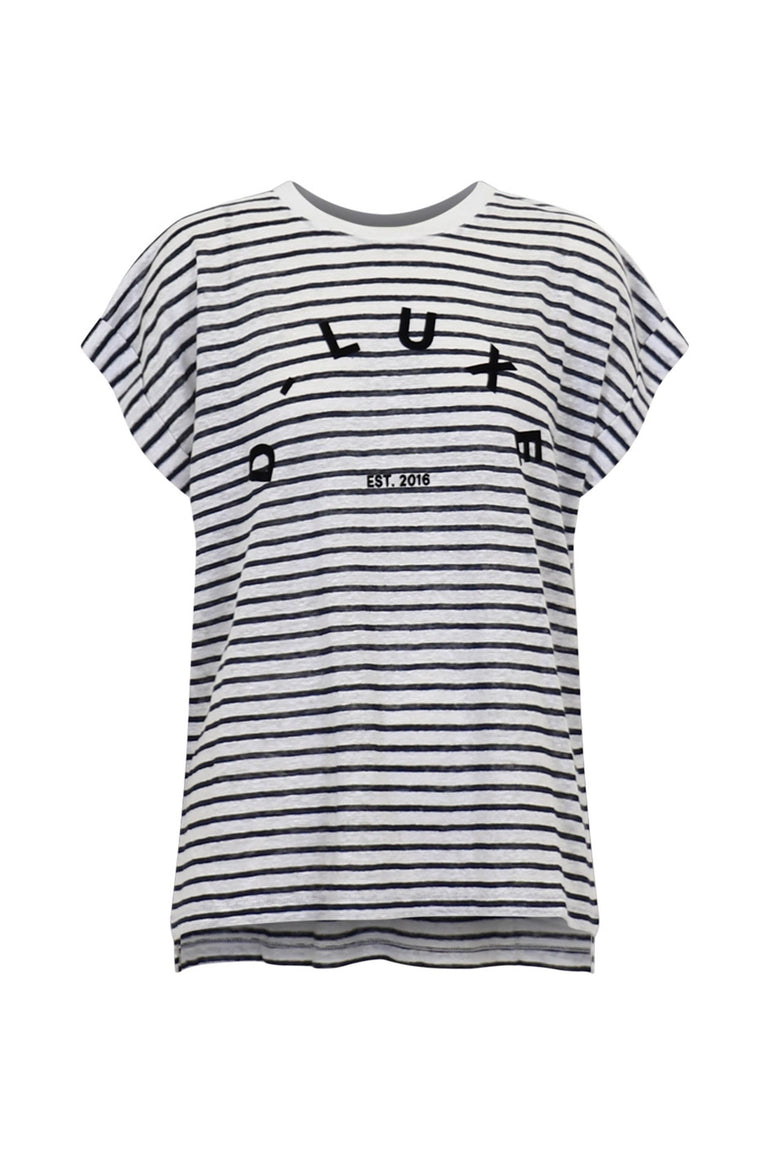D-Luxe Cuffed Linen Logo Tee