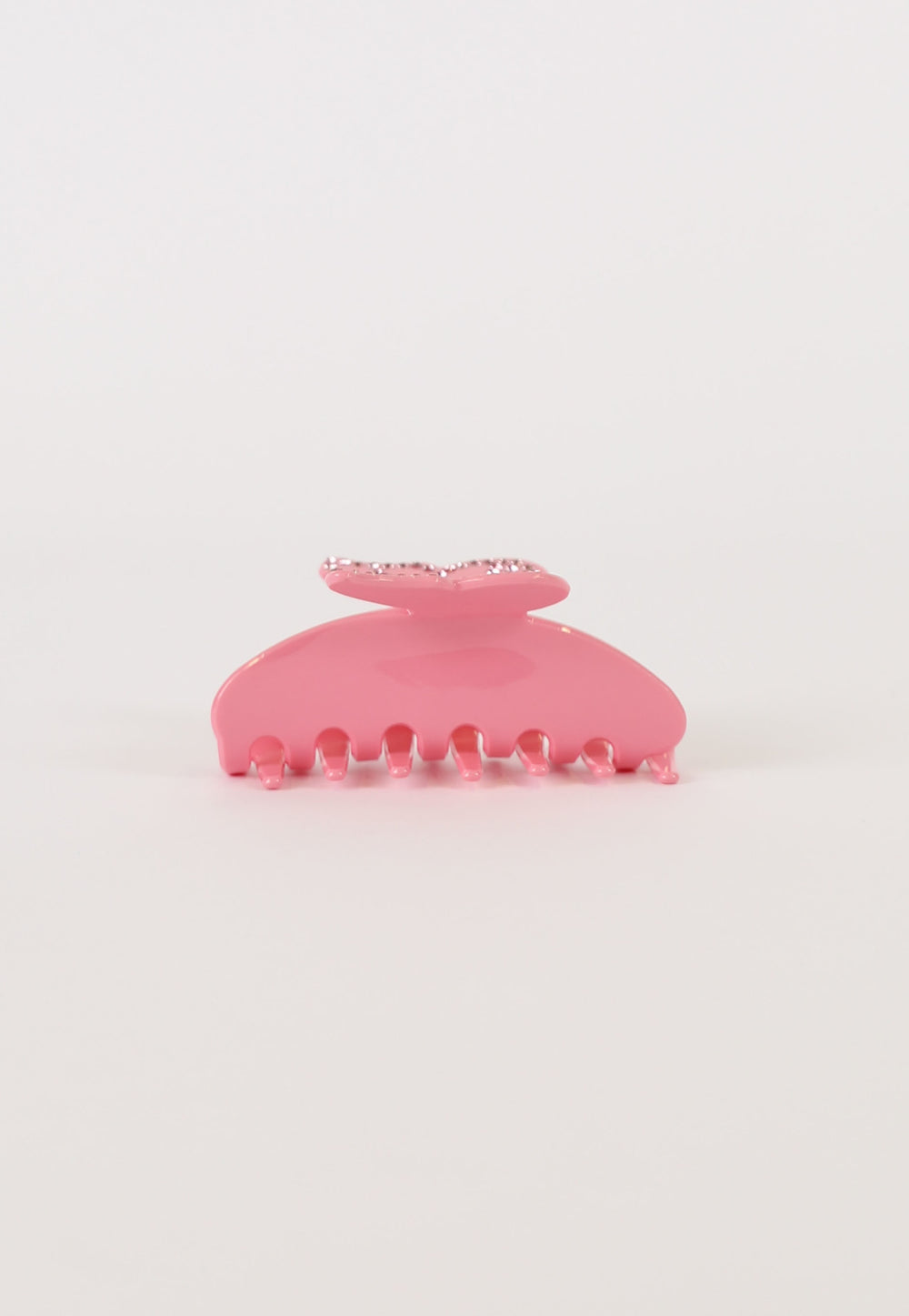 Pink butterfly hair claw with sparkling diamante detail and a spring closure