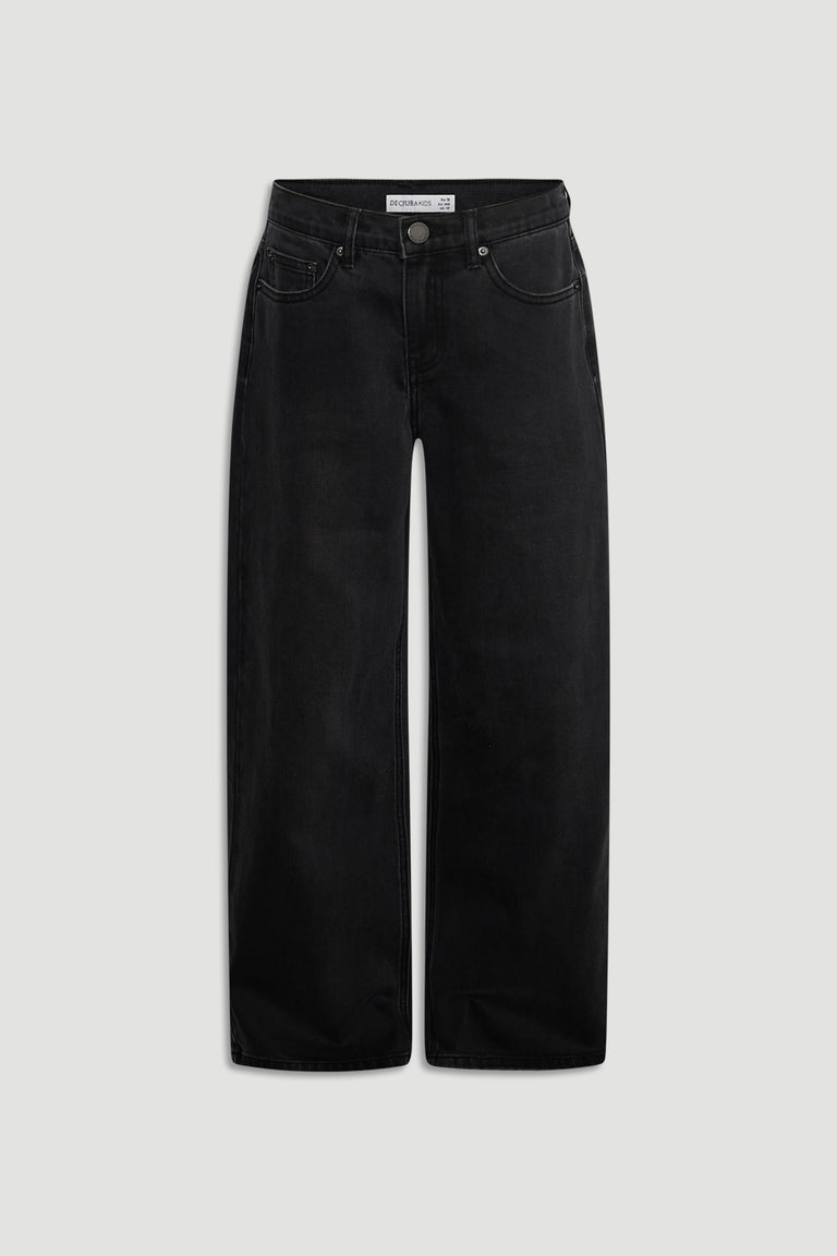 Girls Gigi Baggy Fit Jean in deep black denim with a relaxed wide-leg fit by DECJUBA Australian fashion brand