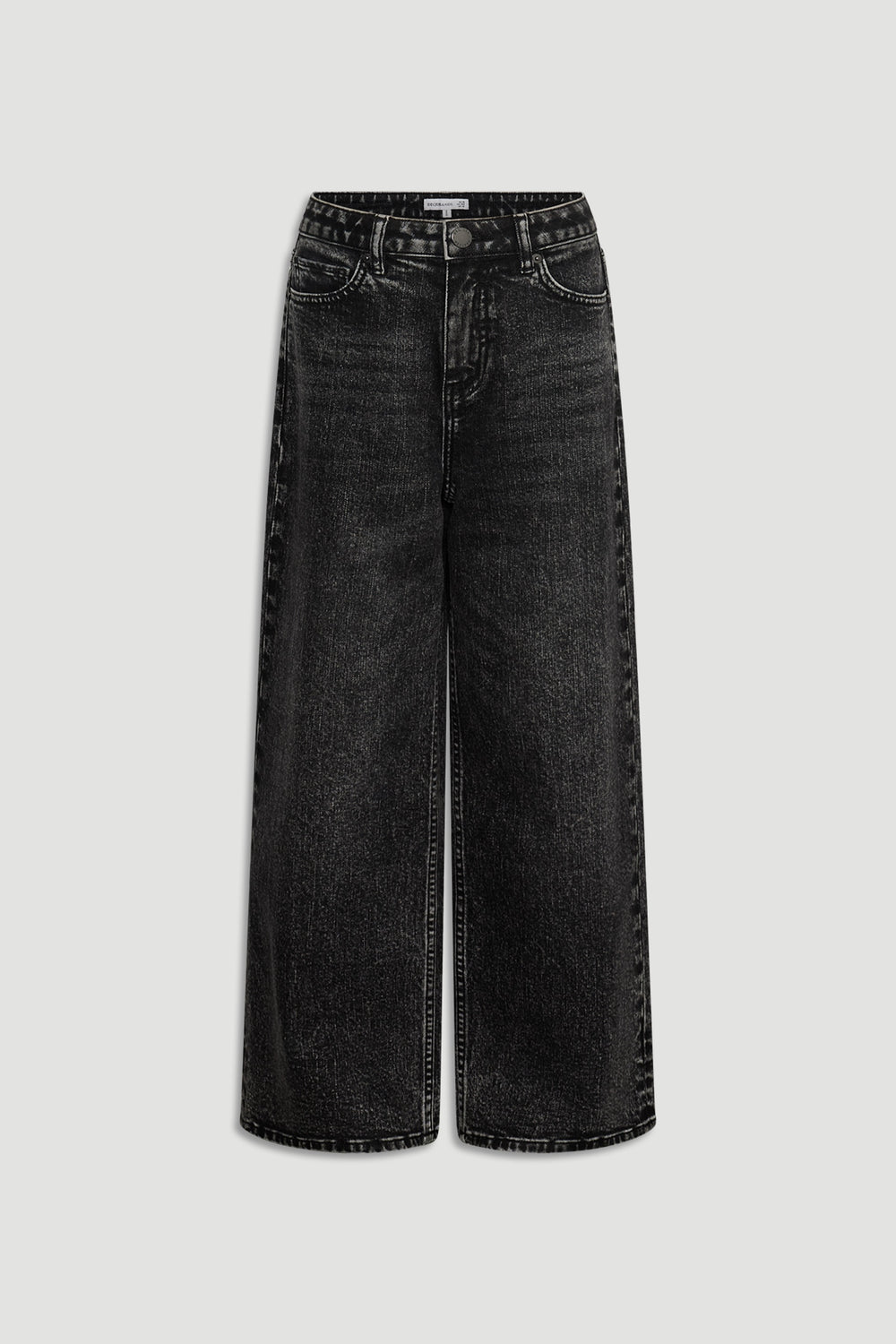 Girls Dad Baggy Jean in washed black denim with a wide-leg silhouette and high waist by DECJUBA Australian fashion brand