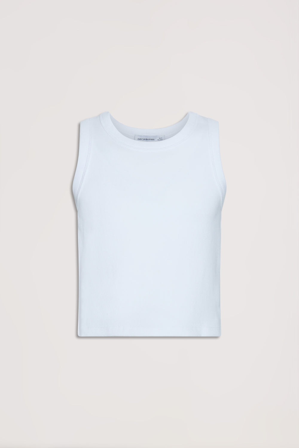 Simple white girls' sleeveless tank top with a clean, classic neckline for everyday versatile style