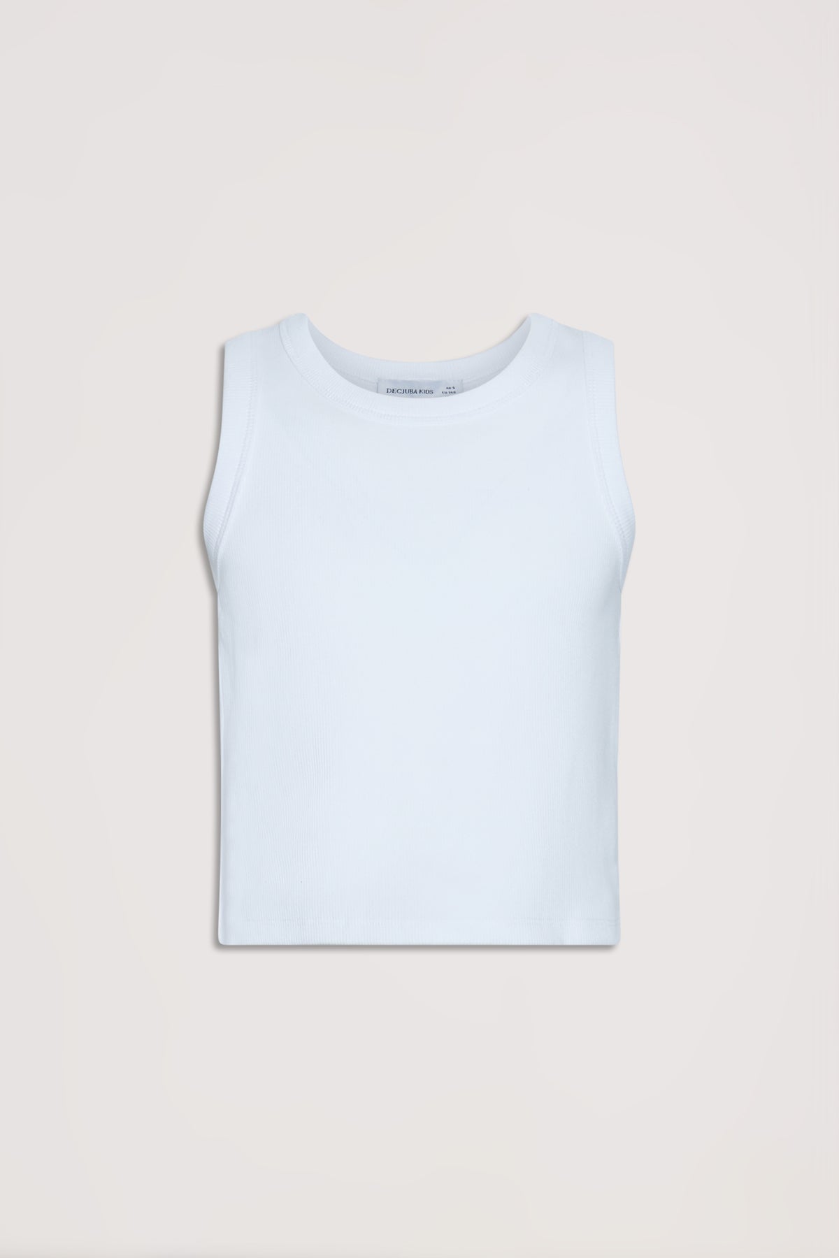 Simple white girls' sleeveless tank top with a clean, classic neckline for everyday versatile style