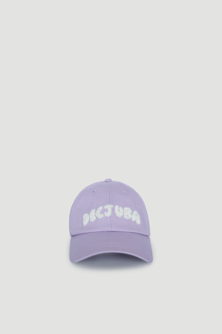 Lilac girls cap featuring soft shearling embroidered logo for a cozy and stylish everyday look.