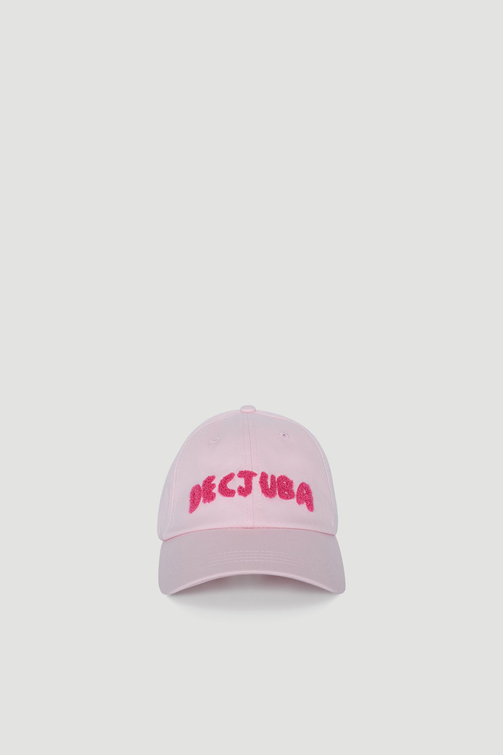 Light pink girls’ cap with textured, bright pink embroidered lettering on front for casual style.