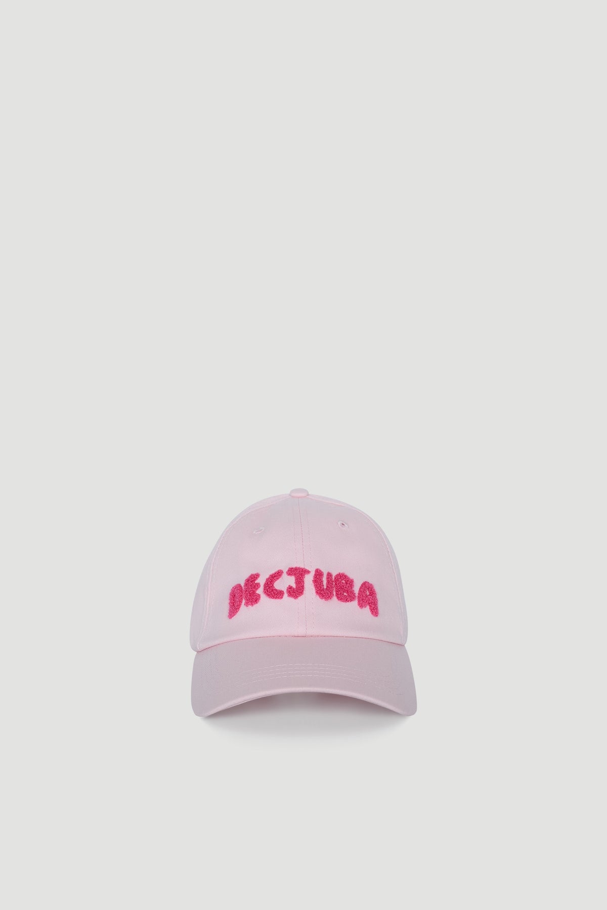 Light pink girls’ cap with textured, bright pink embroidered lettering on front for casual style.