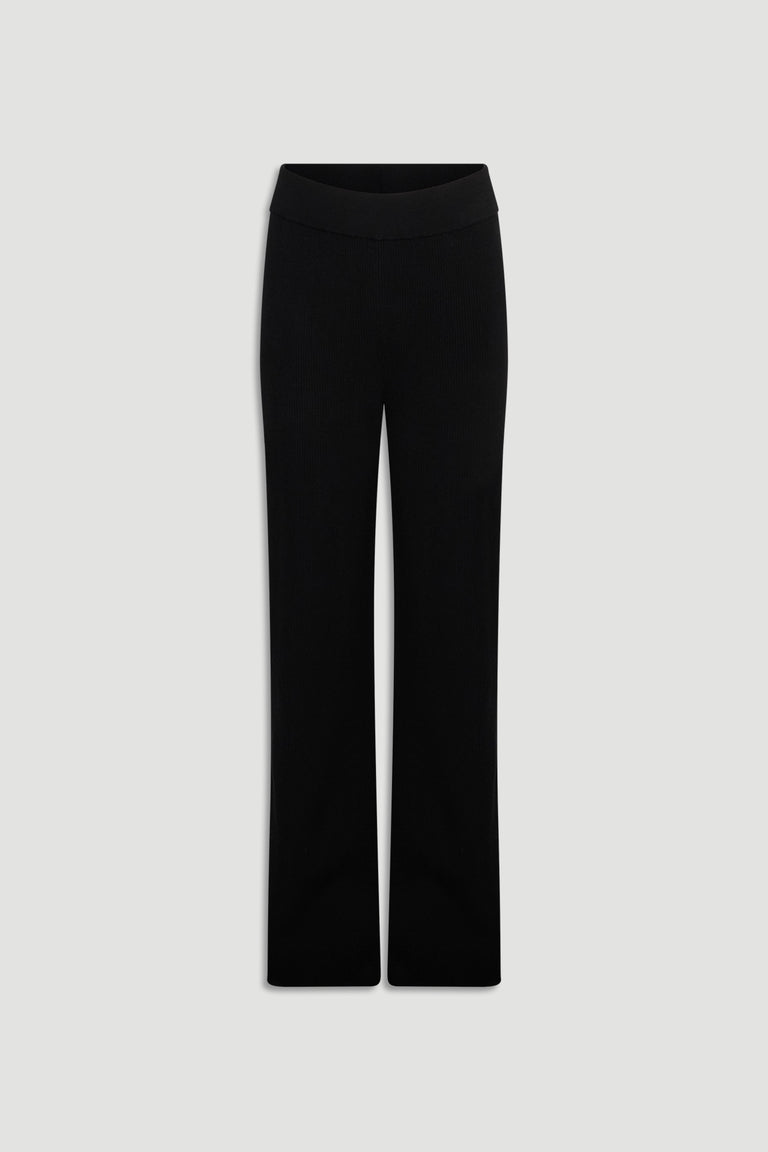 Girls Matilda Knit Pant in smooth black knitwear with a comfortable waistband and relaxed leg by DECJUBA Australian fashion brand