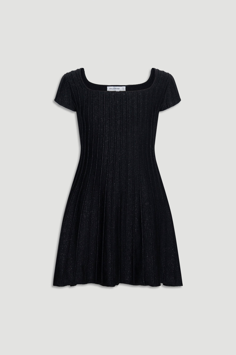 Girls Gemma Knit Dress in black with subtle sparkle, featuring a fitted ribbed bodice and flared skirt silhouette.