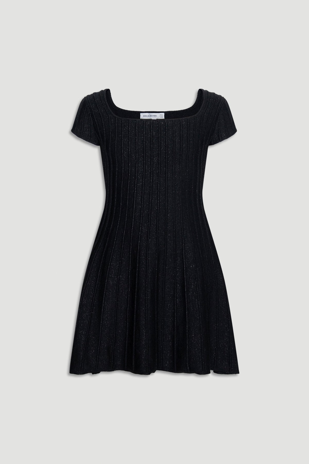Girls Gemma Knit Dress in black with subtle sparkle, featuring a fitted ribbed bodice and flared skirt silhouette.