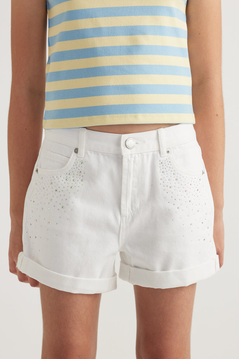 Girls Emma Crystal Denim Short