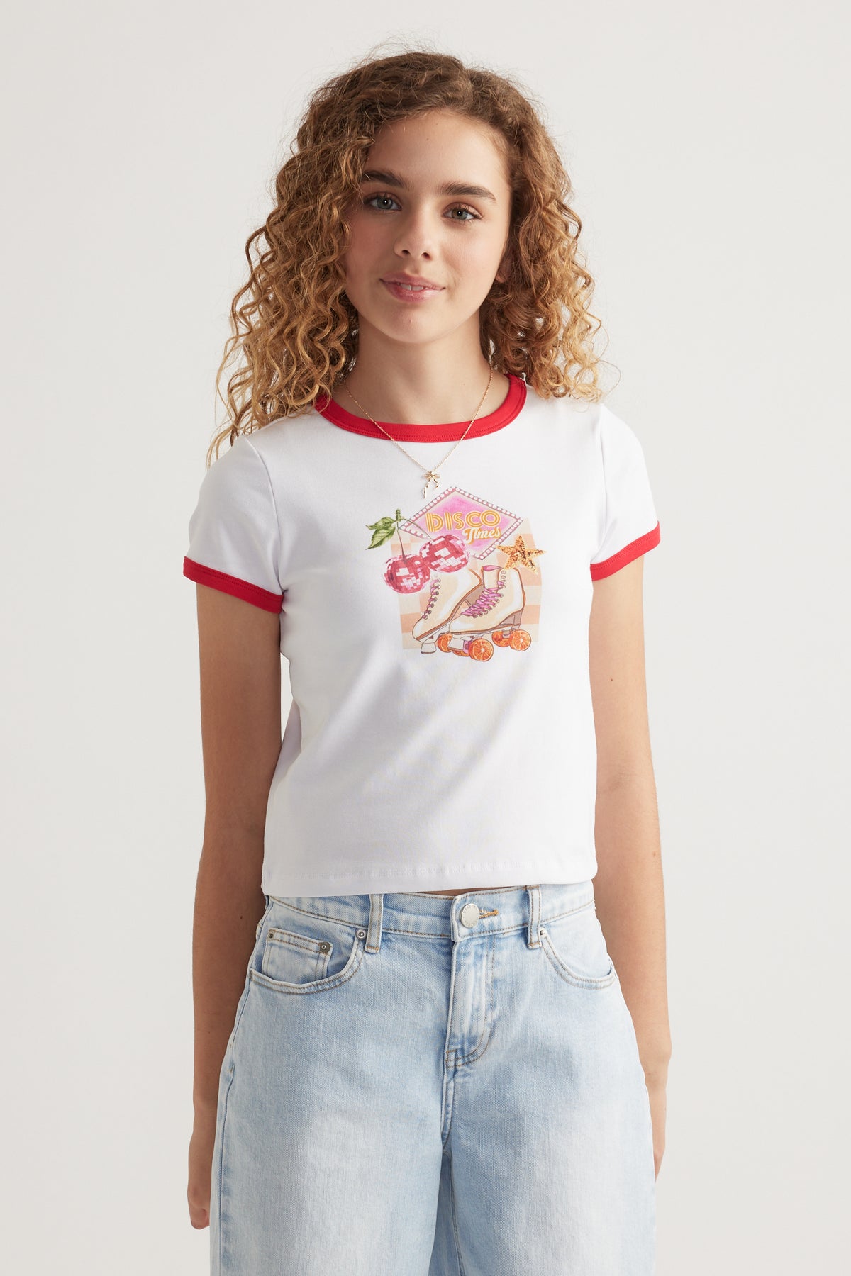 Girls Disco Fruit Ringer Tee