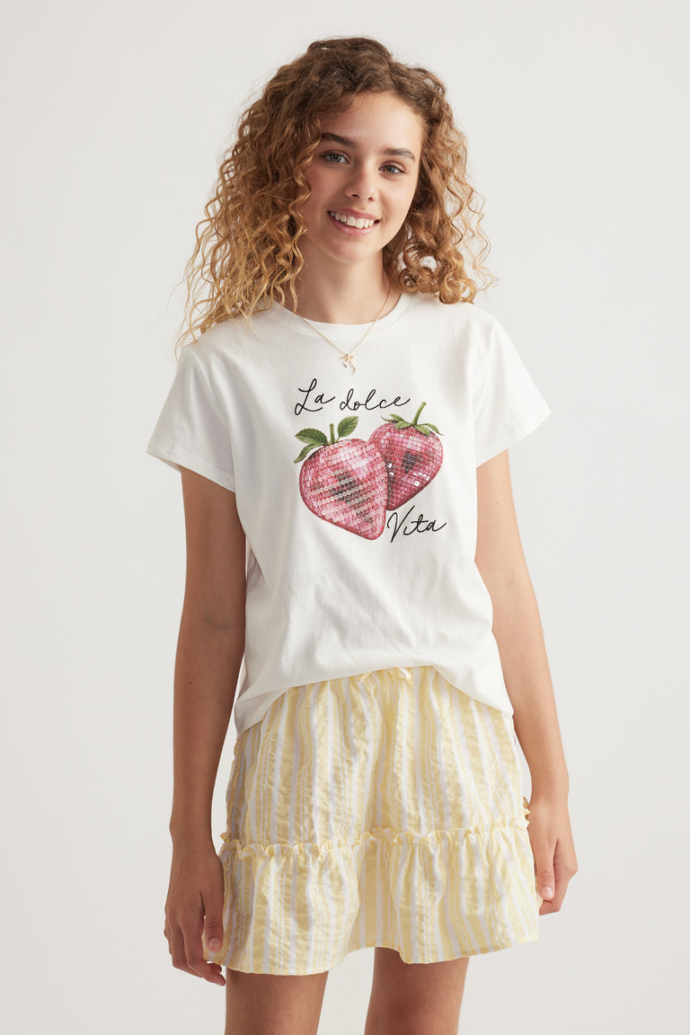 Girls Embellished Berry Tee