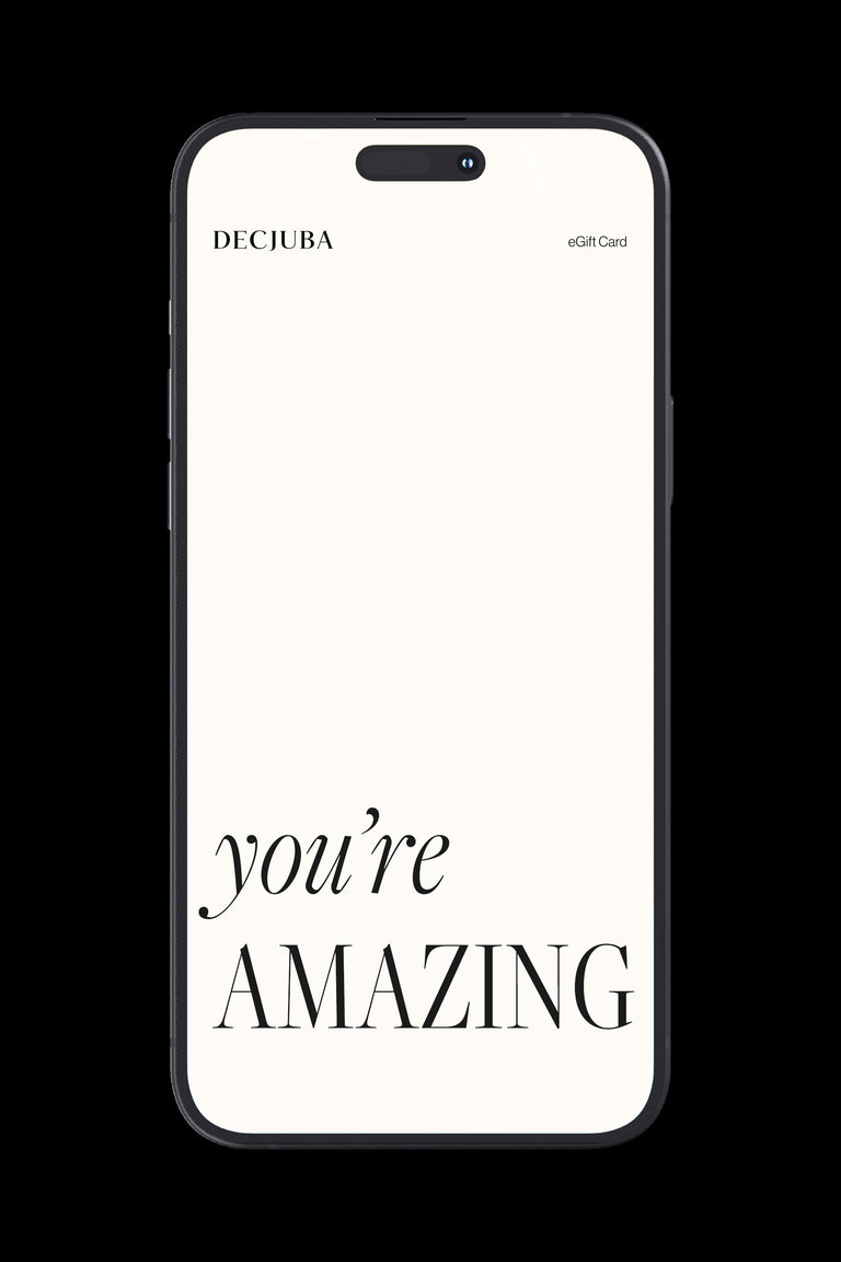 Digital eGift card design with minimal black text reading "you're AMAZING" on a clean cream background.