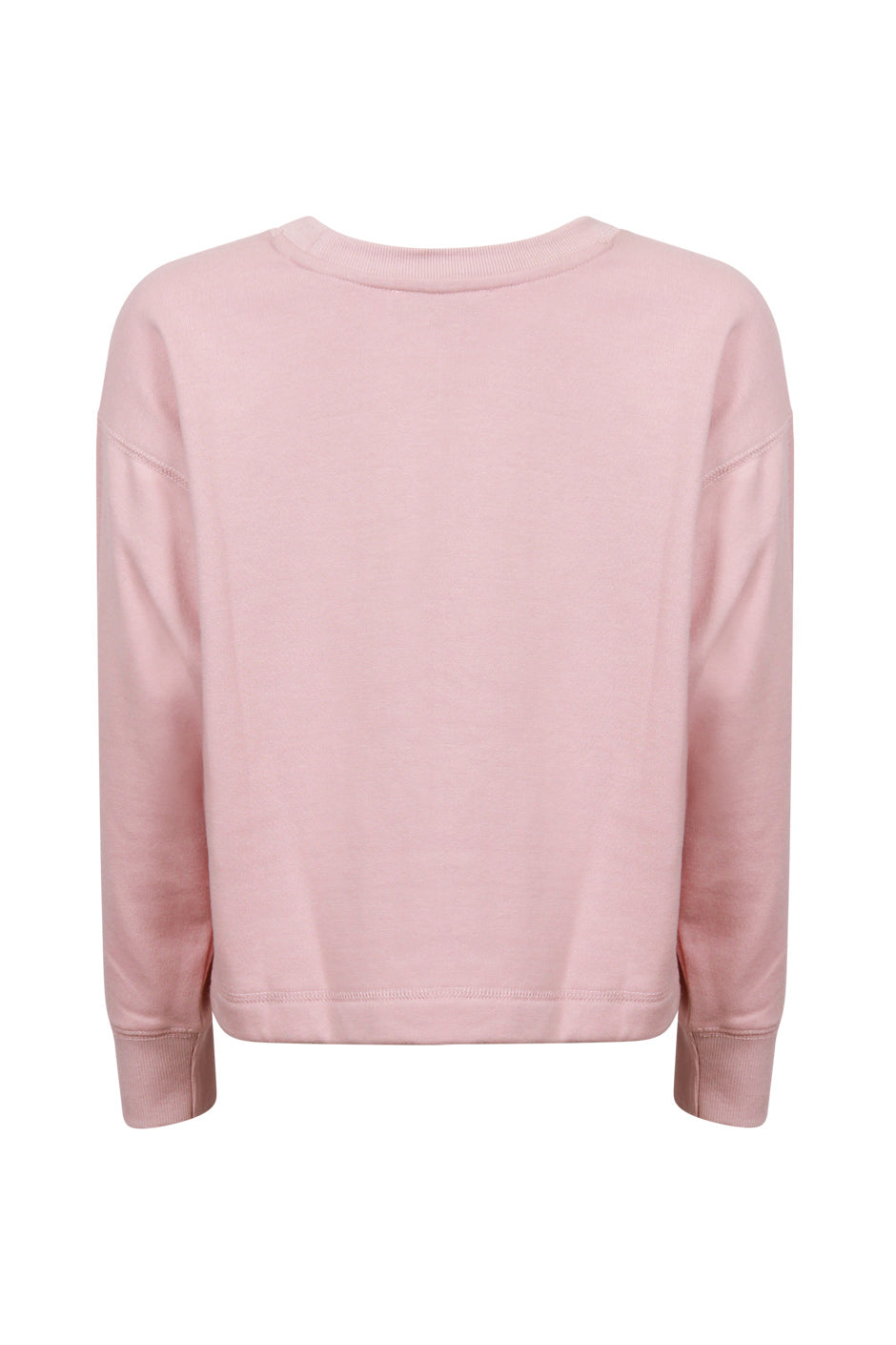 Girls cropped pink crew neck sweatshirt with ribbed cuffs and hem